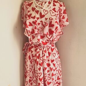 NEW YORK AND COMPANY FLUTTER SLEEVE VALENTINE HEARTS DRESS